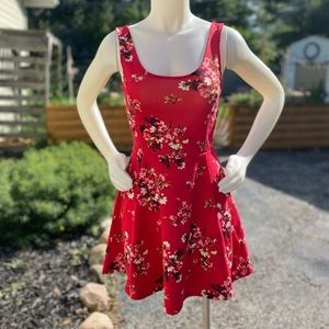 Red Floral Skater Dress